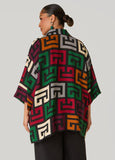 Greek Print V Neck Blouse