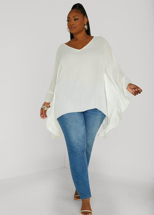 Plus Size Ruffled Crepe Blouse