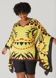 Printed V Neck Poncho