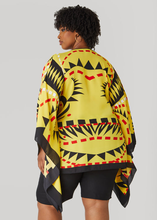 Printed V Neck Poncho