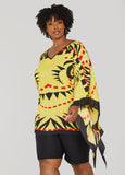 Plus Size Printed V Neck Poncho