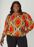 Plus Size Printed Off The Shoulder Blouse