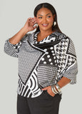 Printed Satin Cowl Neck Blouse
