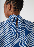 Tie Neck Wavy Print Blouse