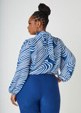Tie Neck Wavy Print Blouse