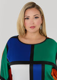 Colorblock Satin Blouse