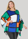Plus Size Colorblock Satin Blouse