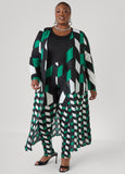 Plus Size Geo Print Open Front Duster