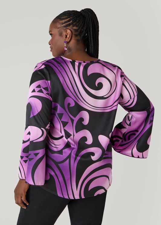 Geo Print Satin Blouse