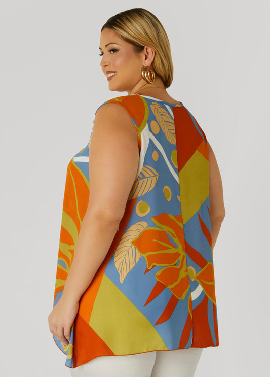 Tropical V Neck Top