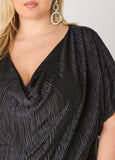 Cowl Neck Plisse Satin Blouse