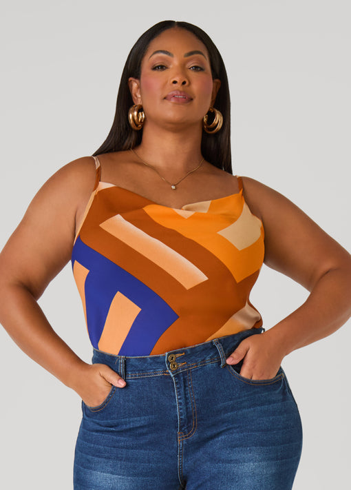 Matching Set Geo Print Cowl Neck Cami