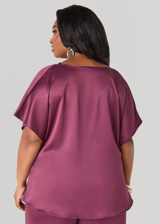 Cowl Neck Satin Blouse