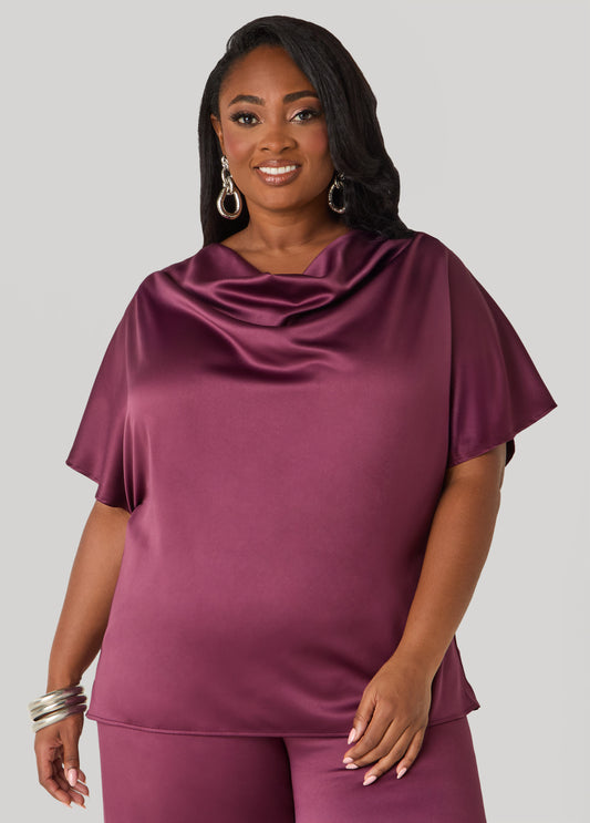 Cowl Neck Satin Blouse