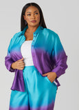 Plus Size Ombre Satin Shirt