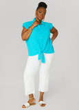 Pleated Tie Front Shirt