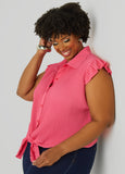 Pleated Tie Front Shirt
