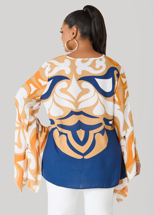 Printed Drama Sleeved Blouse