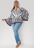 Bell Sleeved Fan Print Blouse