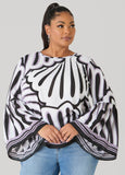 Bell Sleeved Fan Print Blouse