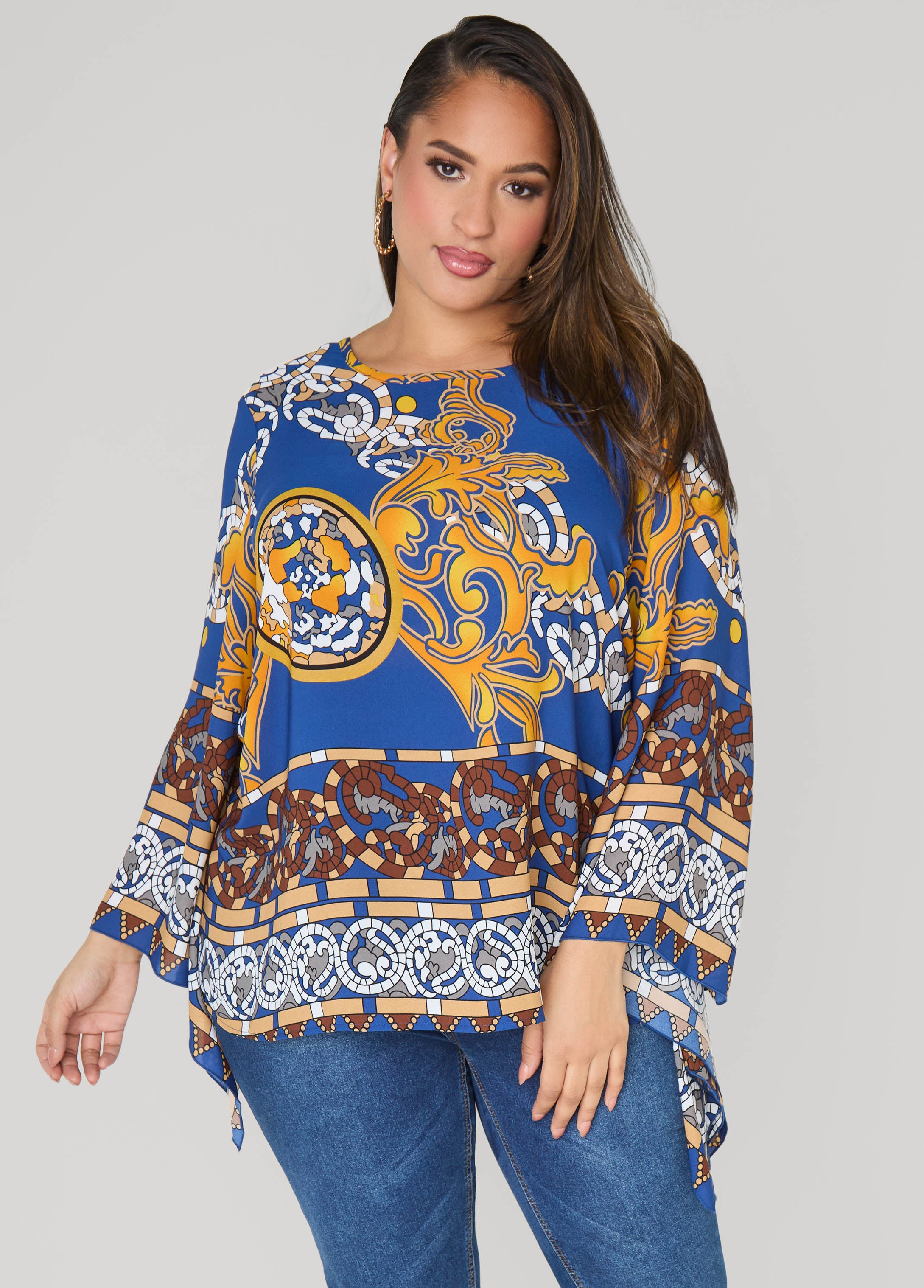 Printed Drama Sleeved Blouse
