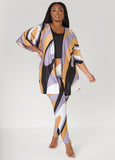 Swirl Print Satin Kimono