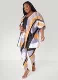 Swirl Print Satin Kimono