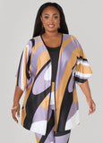 Swirl Print Satin Kimono