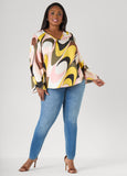 Wavy Print Satin Blouse