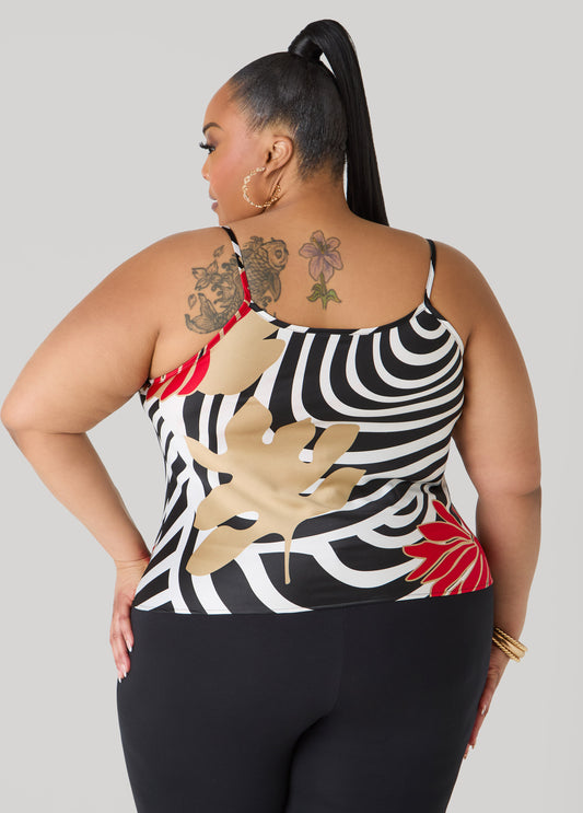 Floral Print Cowl Neck Satin Cami