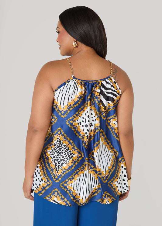 Chain Trimmed Animal Print Cami