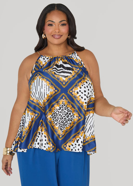 Chain Trimmed Animal Print Cami