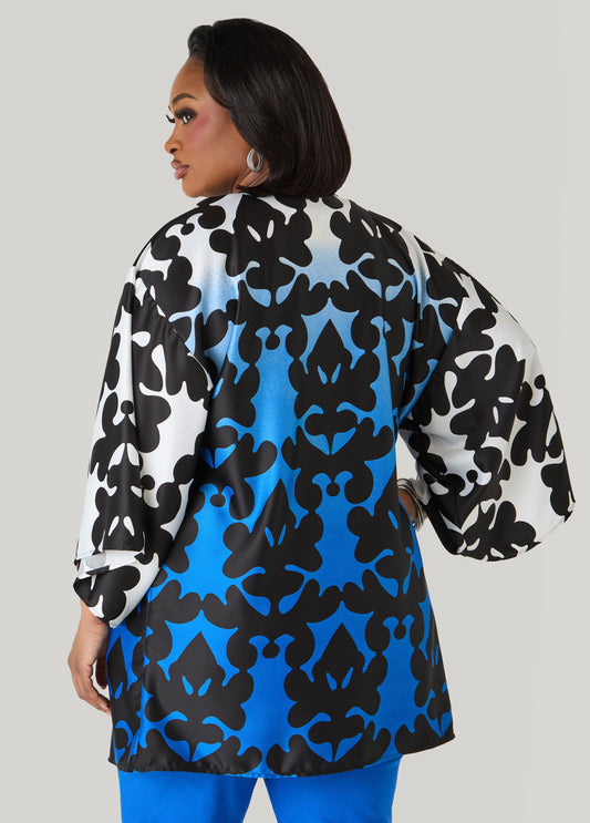 Ombre Printed Satin Kimono