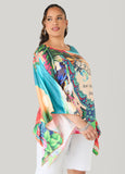 Postcard Print Satin Tunic