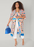 Abstract Print Open Front Kimono