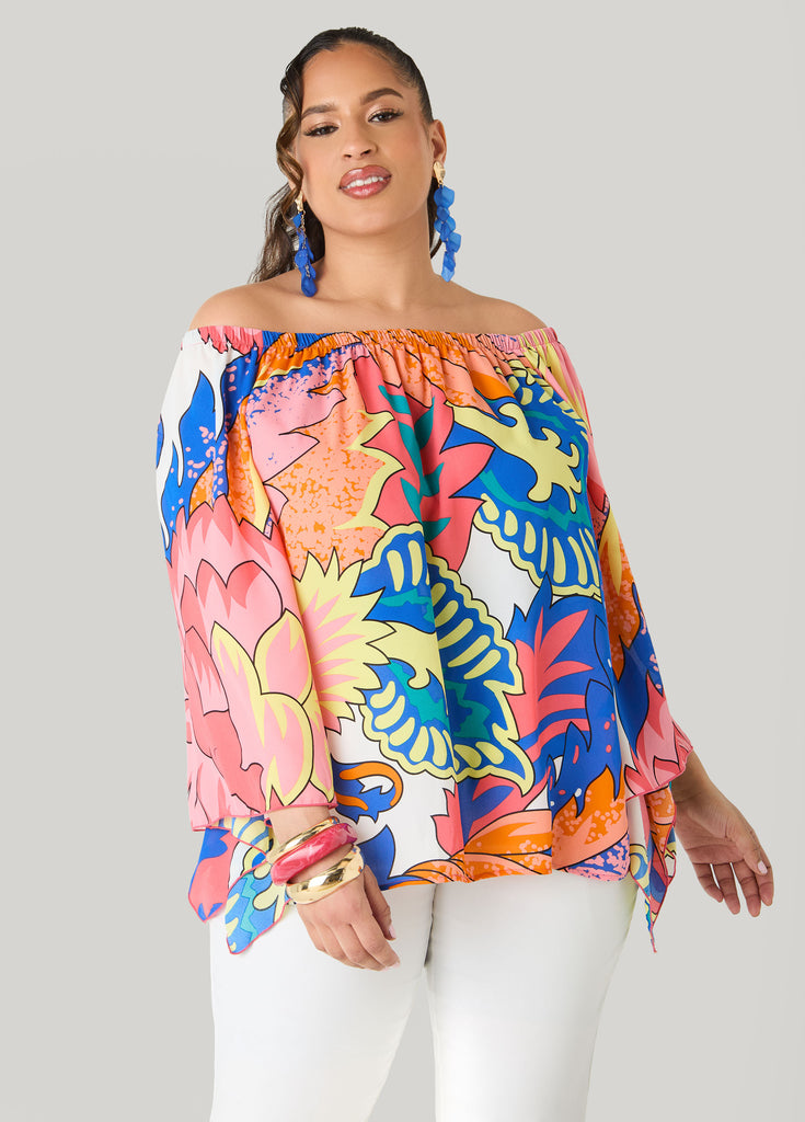 Off The Shoulder Floral Blouse – Ashley Stewart