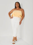 Strapless Plisse Satin Top
