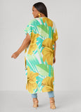 Leaf Print Open Front Duster
