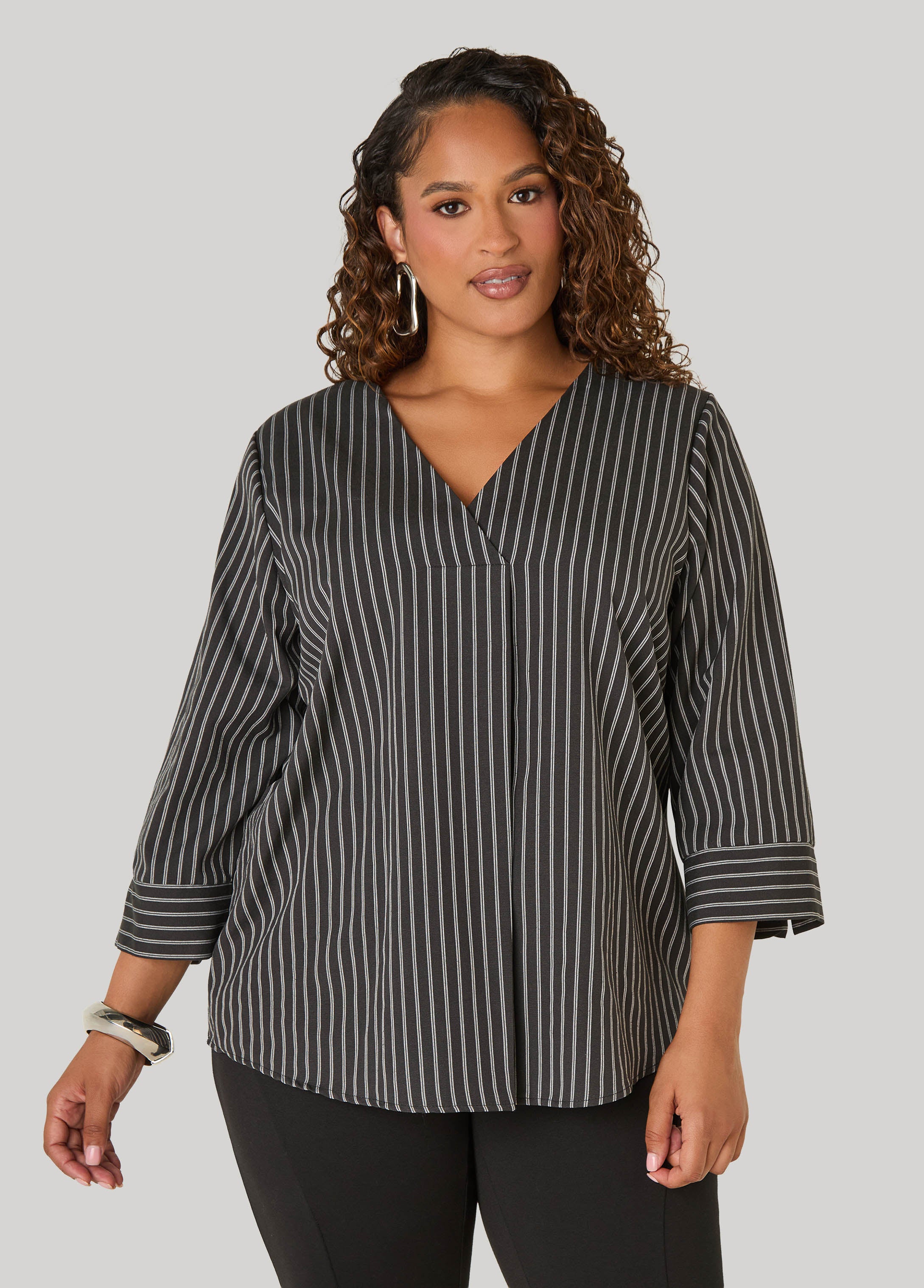 Striped V Neck Shirt