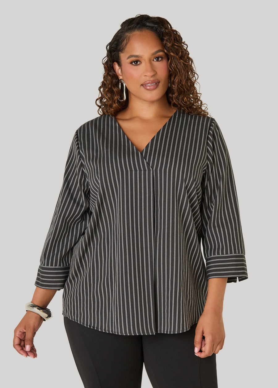 Striped V Neck Shirt