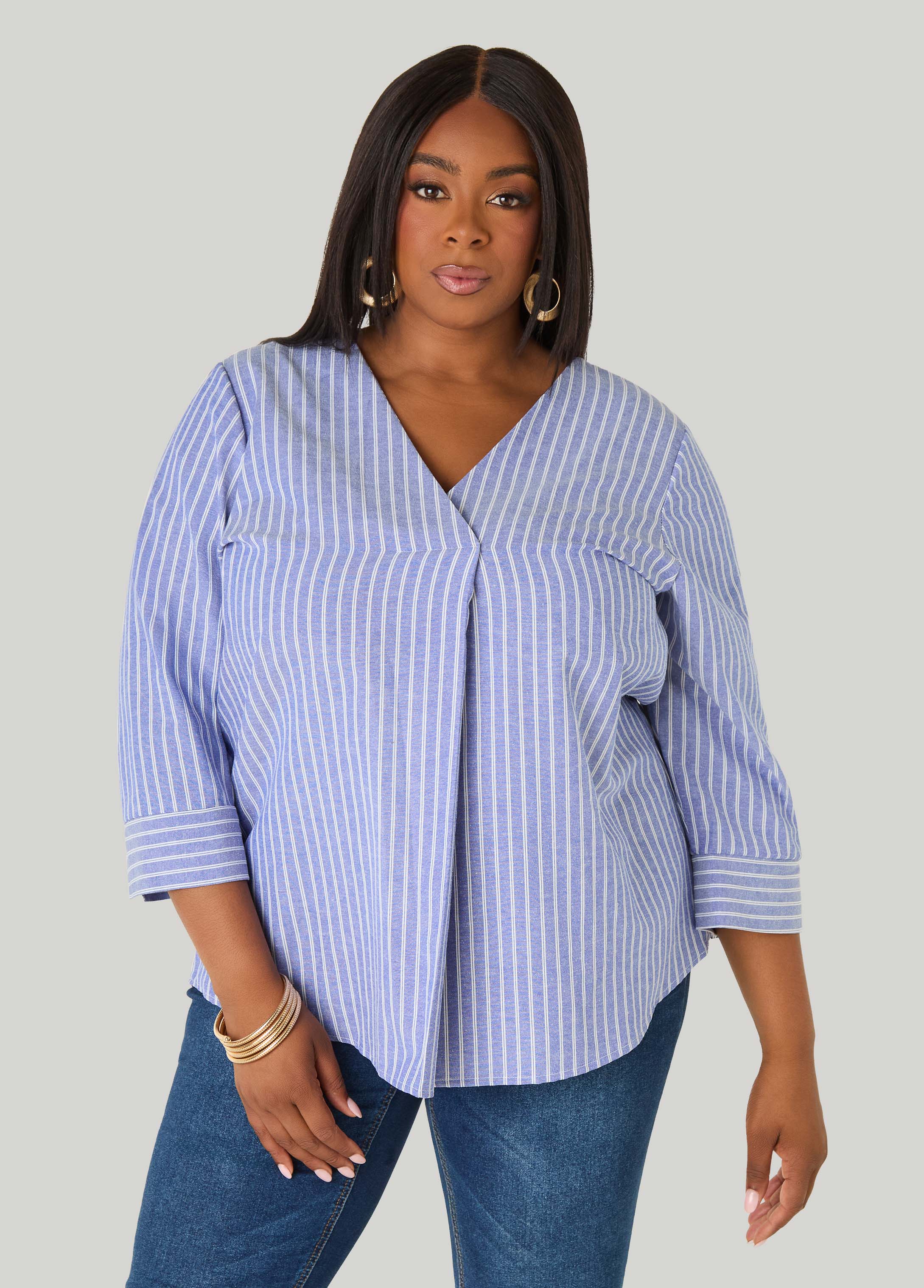 Striped V Neck Shirt