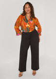 Printed V Neck Crepe Top