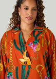 Printed V Neck Crepe Top