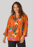 Printed V Neck Crepe Top