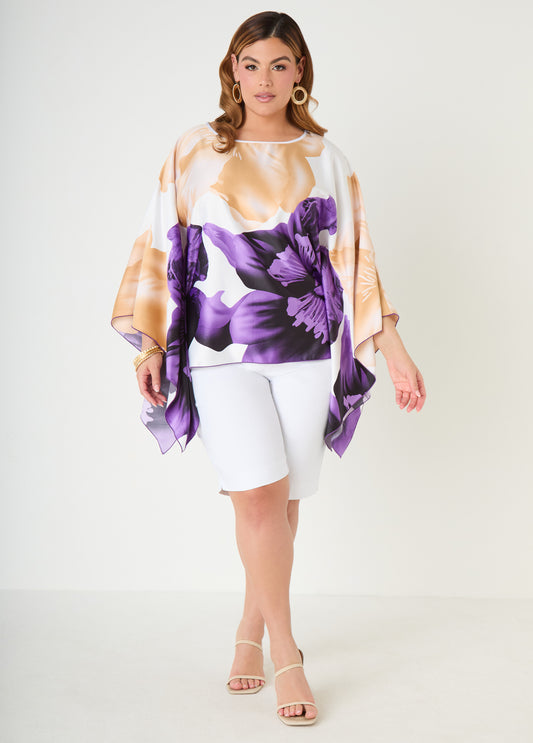 Floral Print Satin Tunic