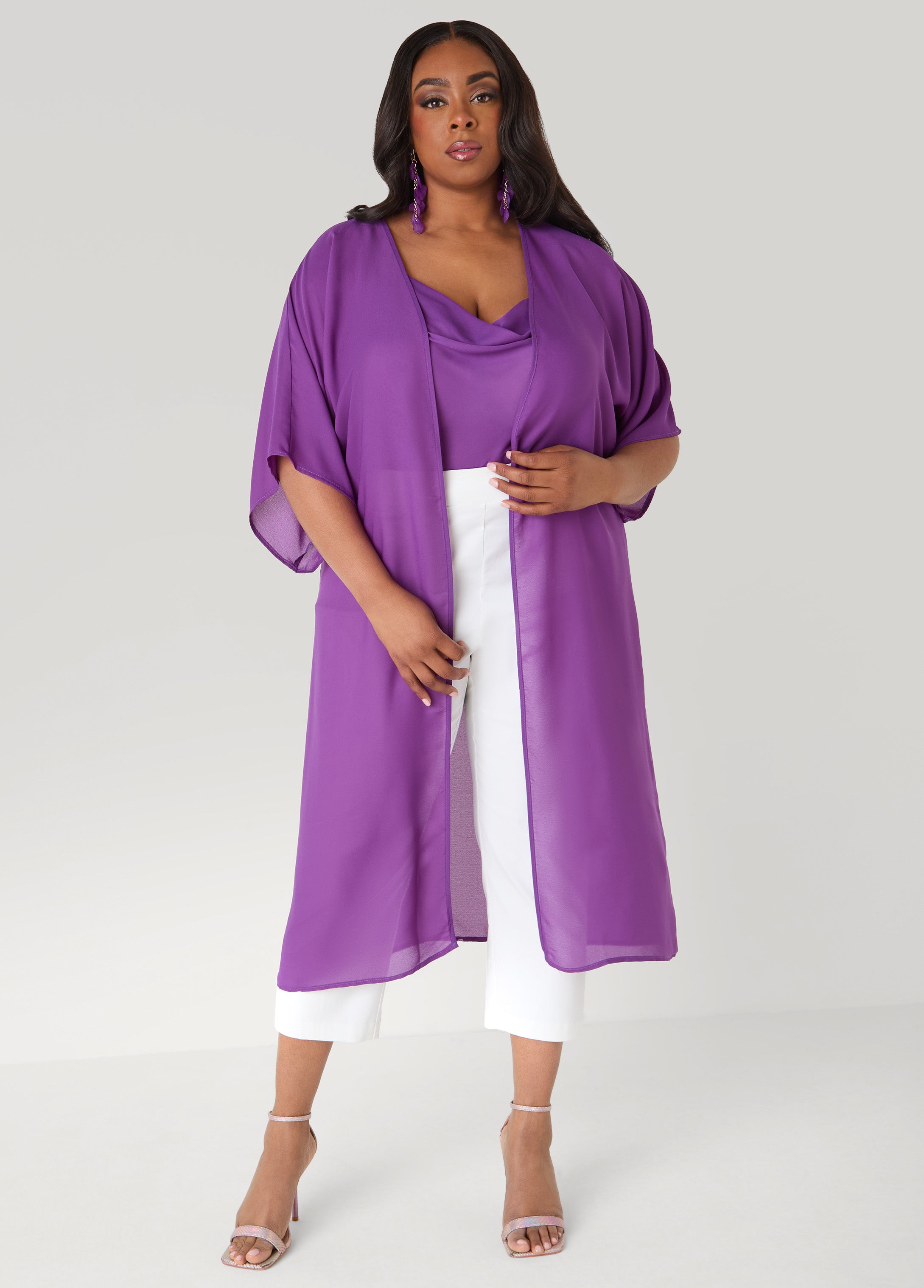 Plus Size Crepe Kimono Plus Size Two Piece Summer Matching Set