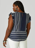 Ruffle Trimmed Printed Cotton Top