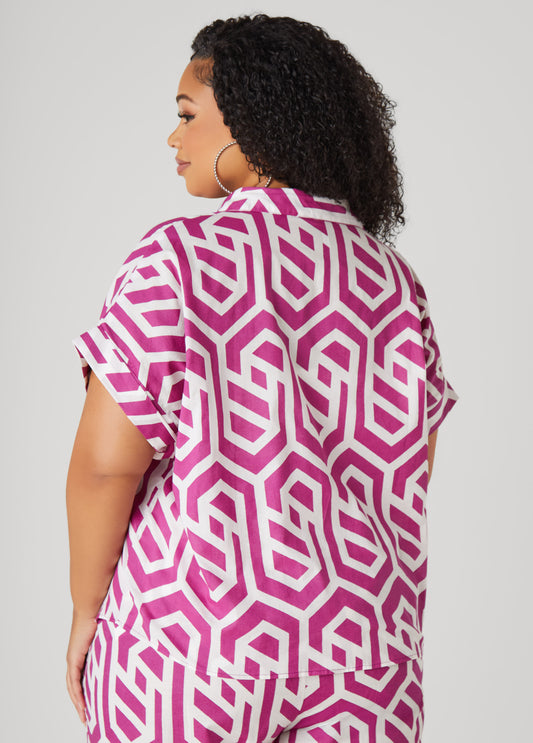 Geo Print Cotton Shirt