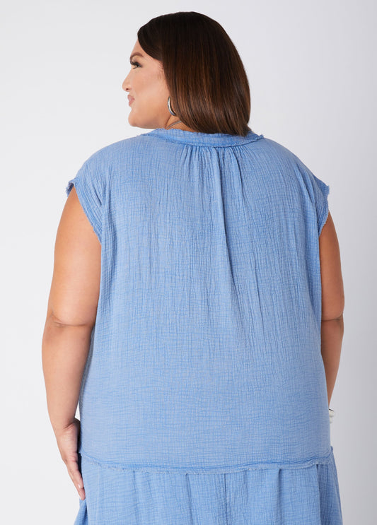 Frayed Cotton Gauze Top