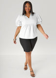 Puff Sleeved V Neck Top